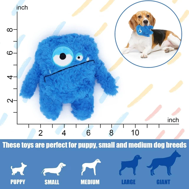 Alt view image 7 of 7 - Monster Stuffed Squeaky Dog Toy, Crinkle Dog Plush Toy, Blue | Soft Lightweight Toy for Fetch and Chew, Interactive Outdoor Indoor Play for Tug, Birthday Gift, For Puppy Small Medium Dog
