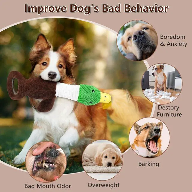 Alt view image 5 of 7 - Plush Dog Toys for Large Dogs, Duck Stuffed Squeaky Dog Chew Toy with Crinkle Paper, Interactive Pull Puppy Toys - Tug of War Dog Toys for Big Medium Samll Dog