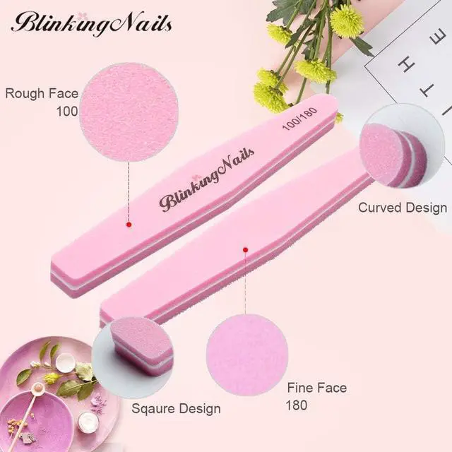 Alt view image 5 of 7 - Nail Buffers of Sponge Nail File Double Sides Design 100/180 Grit, Nail Buffer for Acrylic Nails Professional Manicure Nail Tools Color Purple Pack of 10pcs