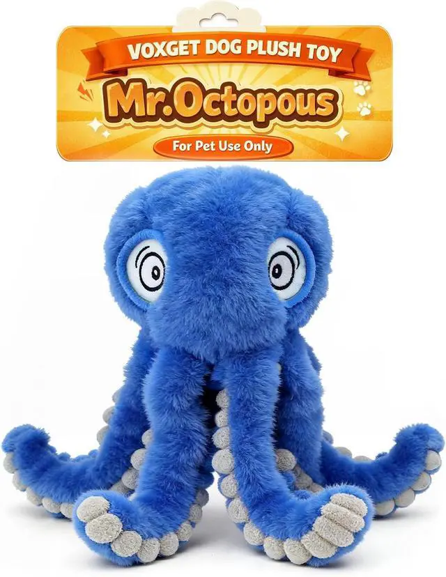 Main image of Interactive Octopus Dog Squeaky Toy - Plush Crinkle Tug & Chew | Squeaky & Crinkle Paper Sound, Interactive Tug Of War, Relieves Boredom & Anxiety, Durable Plush Material, Fits All Dog Sizes