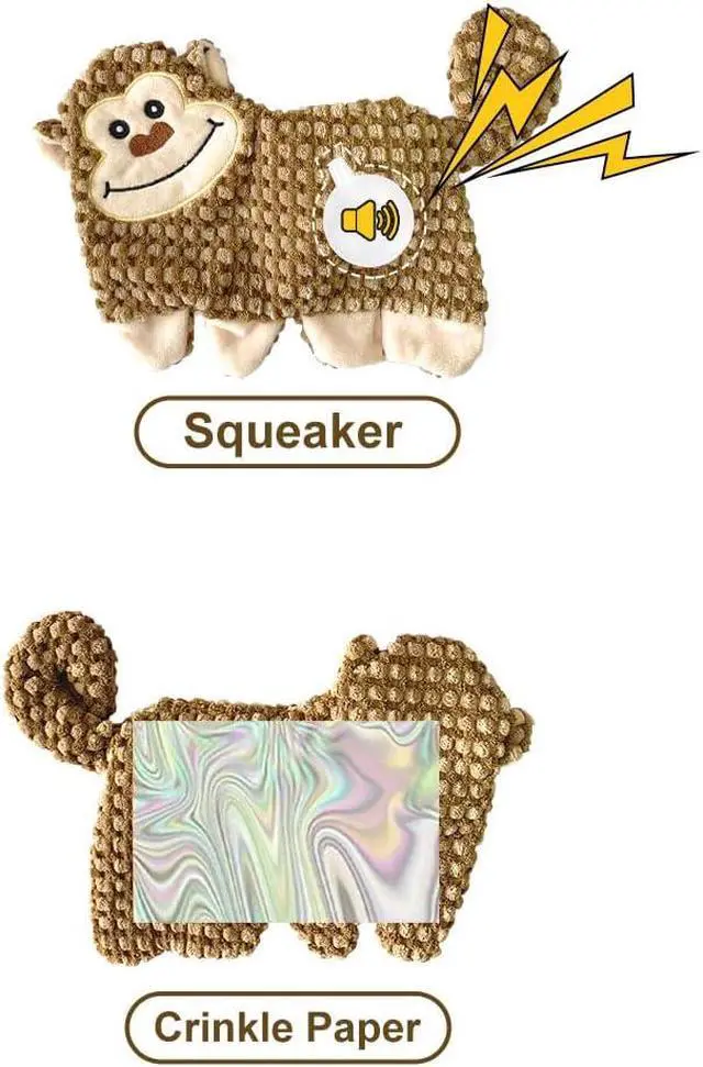 Alt view image 2 of 6 - Cute No Stuffing Dog Toy for Small, Medium Breeds, Fun for Indoor Puppies with Soft Squeaker and Crinkle Paper, No Mess Chew and Play (4 Pack)