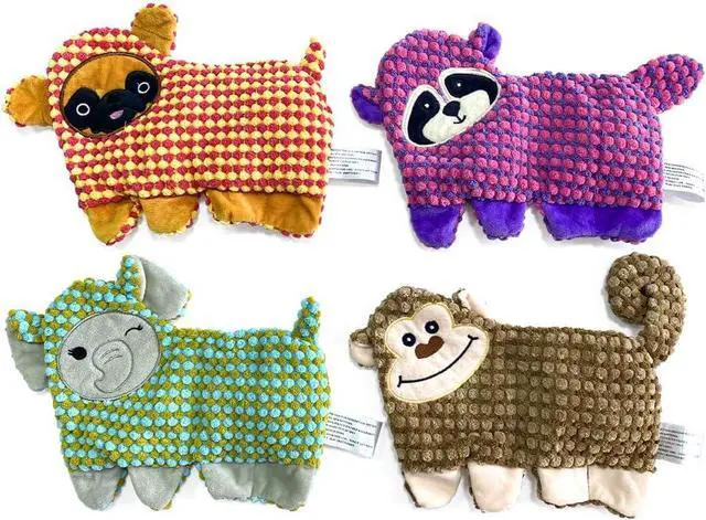 Main image of Cute No Stuffing Dog Toy for Small, Medium Breeds, Fun for Indoor Puppies with Soft Squeaker and Crinkle Paper, No Mess Chew and Play (4 Pack)