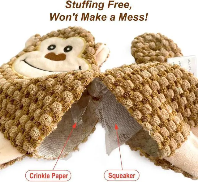 Alt view image 3 of 6 - Cute No Stuffing Dog Toy for Small, Medium Breeds, Fun for Indoor Puppies with Soft Squeaker and Crinkle Paper, No Mess Chew and Play (4 Pack)