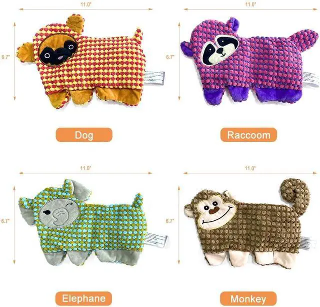 Alt view image 4 of 6 - Cute No Stuffing Dog Toy for Small, Medium Breeds, Fun for Indoor Puppies with Soft Squeaker and Crinkle Paper, No Mess Chew and Play (4 Pack)