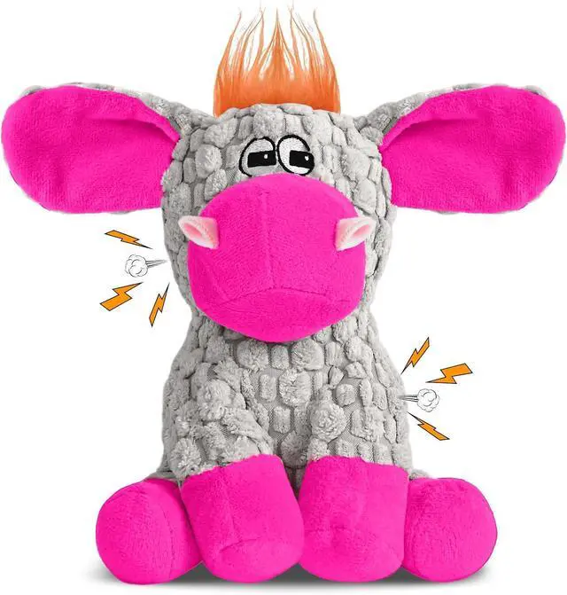 Main image of Stuffed Dog Squeak Toys, Tough Crinkle Stuffed Animal Squeaky Interactive Toys, Dog Chew Toys for Puppy, Small, Middle, Plush Chew Toys Pink Donkey