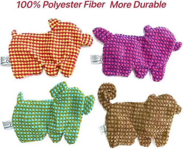 Alt view image 5 of 6 - Cute No Stuffing Dog Toy for Small, Medium Breeds, Fun for Indoor Puppies with Soft Squeaker and Crinkle Paper, No Mess Chew and Play (4 Pack)