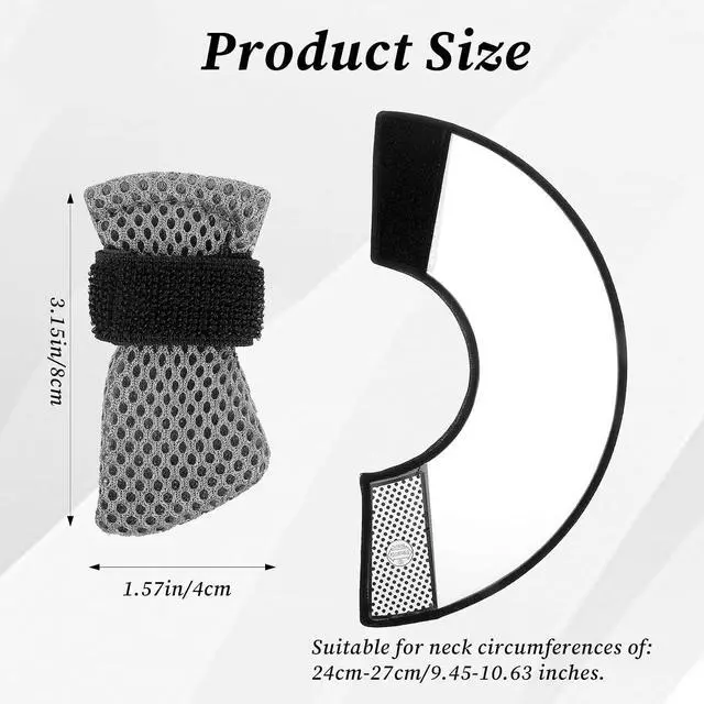 Alt view image 2 of 7 - 5 Pcs Cat Boots Anti Scratch Mittens Gloves with Elizabethan Collar Adjustable Cat Claw Protectors Covers Mesh Breathable Kitten Shoes Booties Anti Scratch Socks for Pet Bathing Cutting Nails