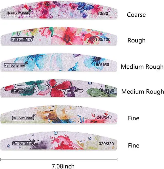 Alt view image 4 of 7 - 6 PCS Different Grit Nail Files and Buffers, Flower Pattern | Emery Board (80-320 Grit) Professional Manicure Tools for Home and Salon Use