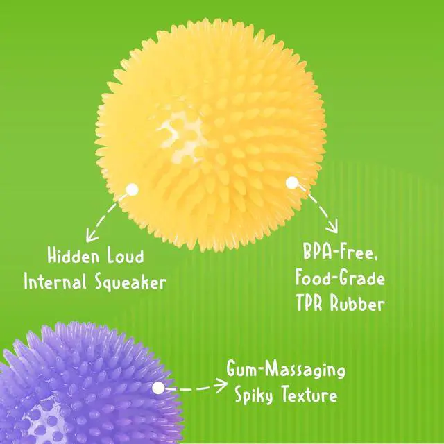 Alt view image 4 of 7 - Medium Squeaker Ball Dog Toy, Medium 3.5", Colors will vary, All Breed Sizes