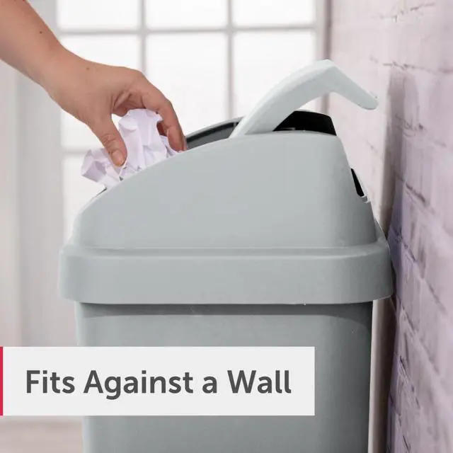 Alt view image 4 of 7 - Sterilite Kitchen Trash Can, 13 Gallon Plastic Garbage Bin with Swing Top Lid, Light Gray
