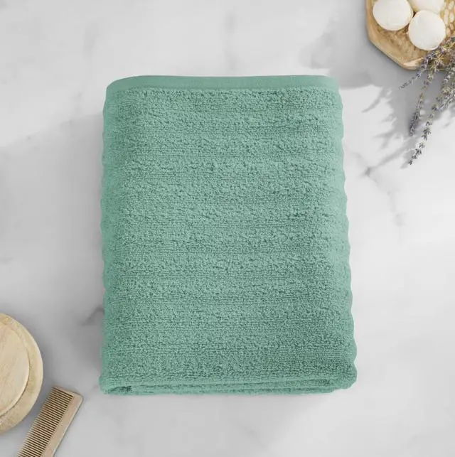 Main image of Mainstays Performance Cotton Bath Sheet, Oversized Super Soft Quick Dry Fade Resistant, Textured Green