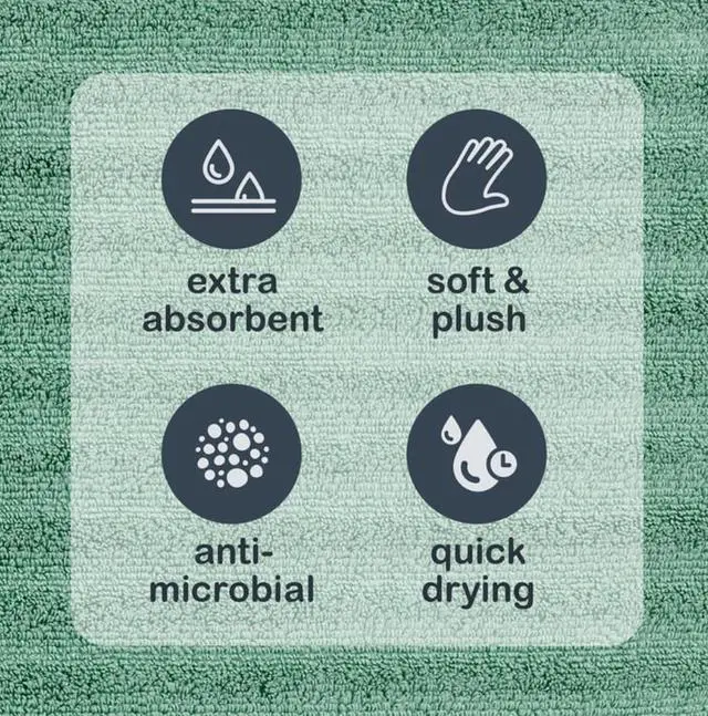 Alt view image 4 of 5 - Mainstays Performance Cotton Bath Sheet, Oversized Super Soft Quick Dry Fade Resistant, Textured Green