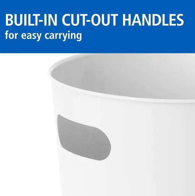 Alt view image 4 of 5 - Mainstays Basic Plastic Wastebasket, 2.64 gal, with Cut-Out Handles, White