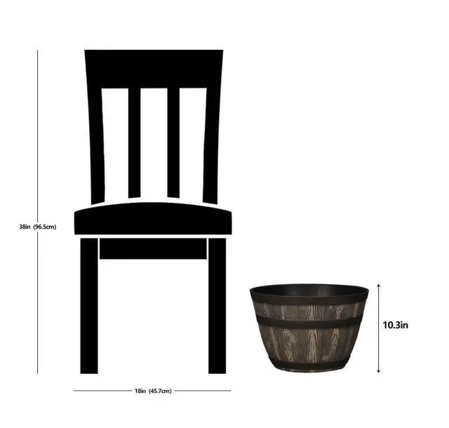 Alt view image 5 of 5 - Better Homes & Gardens Whiskey Barrel Brown Resin Planter, 15.8 in x 15.8 in x 10.3 in
