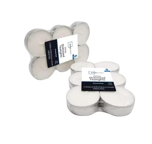 Alt view image 2 of 8 - Mainstays White Unscented Indoor/Outdoor Oversized Tealight Candles,6 Count