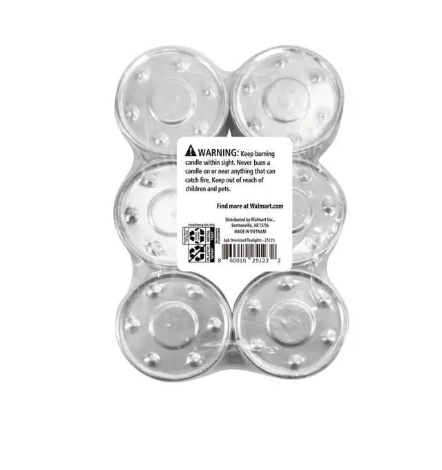 Alt view image 3 of 8 - Mainstays White Unscented Indoor/Outdoor Oversized Tealight Candles,6 Count