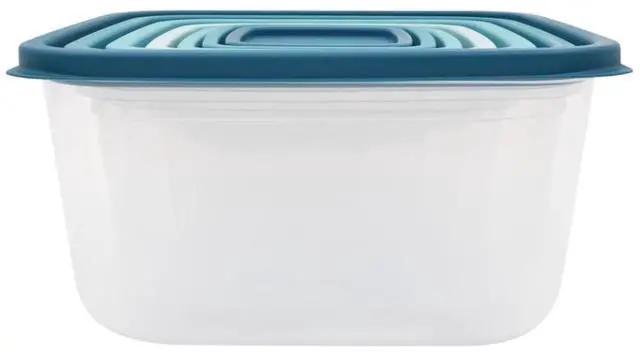 Alt view image 4 of 5 - Mainstays 14 Piece Teal Plastic Food Storage Set, Teal Ombre, Ideal Use for Meal Prep and Batch Cooking