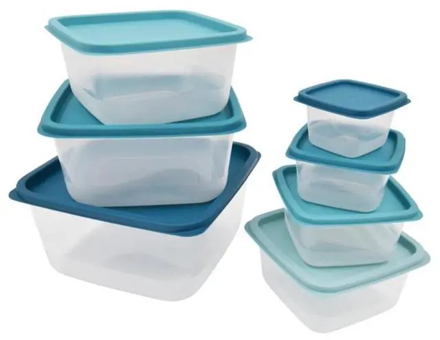 Alt view image 5 of 5 - Mainstays 14 Piece Teal Plastic Food Storage Set, Teal Ombre, Ideal Use for Meal Prep and Batch Cooking
