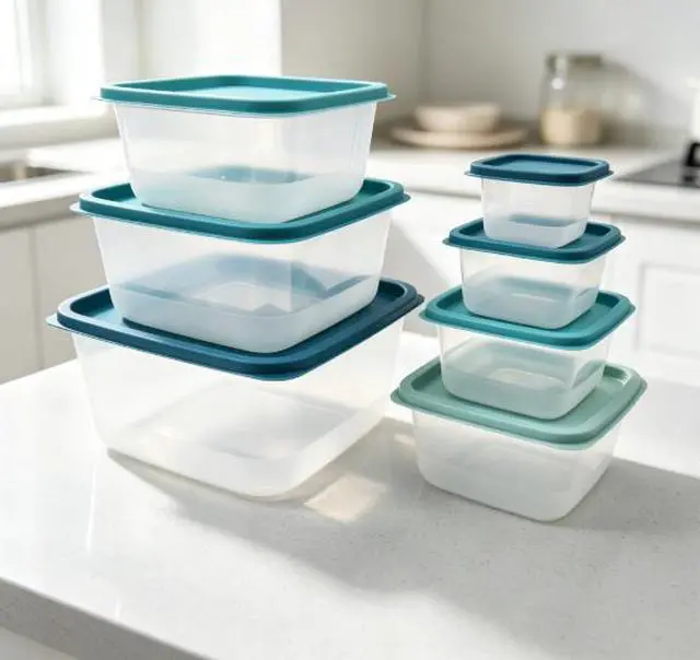 Main image of Mainstays 14 Piece Teal Plastic Food Storage Set, Teal Ombre, Ideal Use for Meal Prep and Batch Cooking