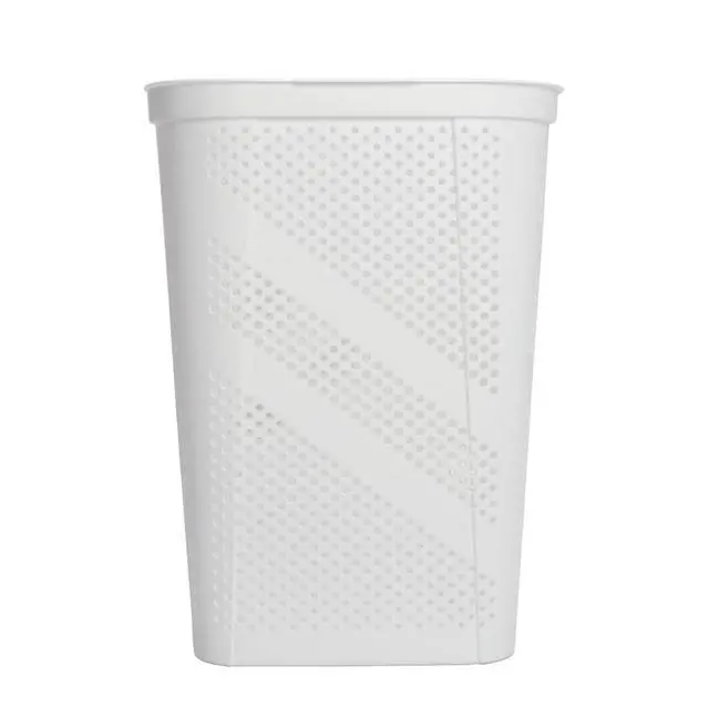 Alt view image 2 of 6 - Mainstays Plastic Rectangular Hinged-Lid Laundry Hamper, White, Adult
