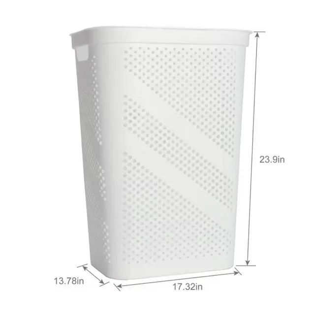 Alt view image 3 of 6 - Mainstays Plastic Rectangular Hinged-Lid Laundry Hamper, White, Adult