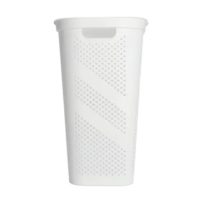 Alt view image 6 of 6 - Mainstays Plastic Rectangular Hinged-Lid Laundry Hamper, White, Adult