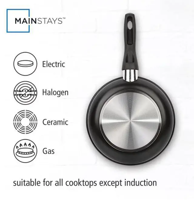 Alt view image 6 of 6 - Mainstays 8" Non-Stick Aluminum Skillet Black Dishwasher Safe