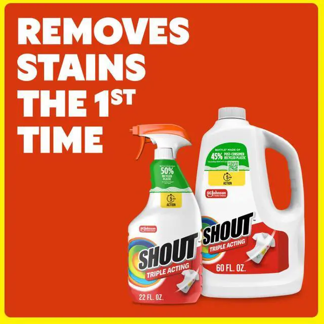 Alt view image 2 of 6 - Shout Active Enzyme Laundry Stain Remover Refill, Triple-Acting Formula Clings, Penetrates, and Lifts 100+ Types of Everyday Stains 60 fl oz