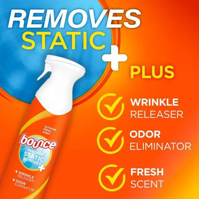 Alt view image 6 of 7 - Bounce Rapid Touch-Up 3 in 1 Static Remover, Wrinkle Releaser, Fabric Refreshing Odor Eliminator, Fresh Scent, 9.7 oz