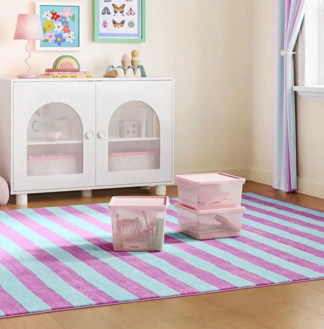 Alt view image 3 of 6 - Mainstays Kids Large Plastic Storage Bin with Lid, Pink