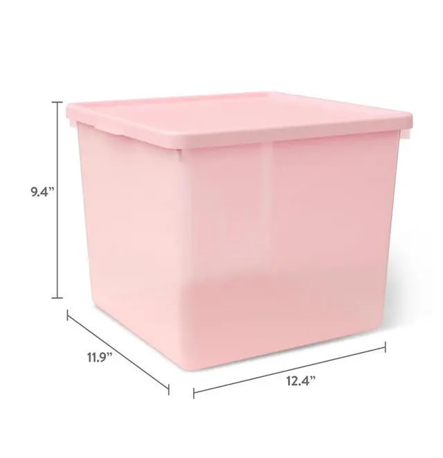 Alt view image 2 of 6 - Mainstays Kids Large Plastic Storage Bin with Lid, Pink