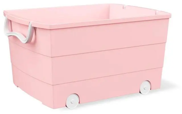 Alt view image 3 of 6 - Mainstays Kids Large Pink Plastic Stackable Rolling Toy Storage Basket with Handles