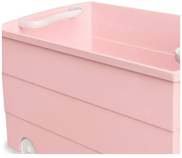 Alt view image 5 of 6 - Mainstays Kids Large Pink Plastic Stackable Rolling Toy Storage Basket with Handles