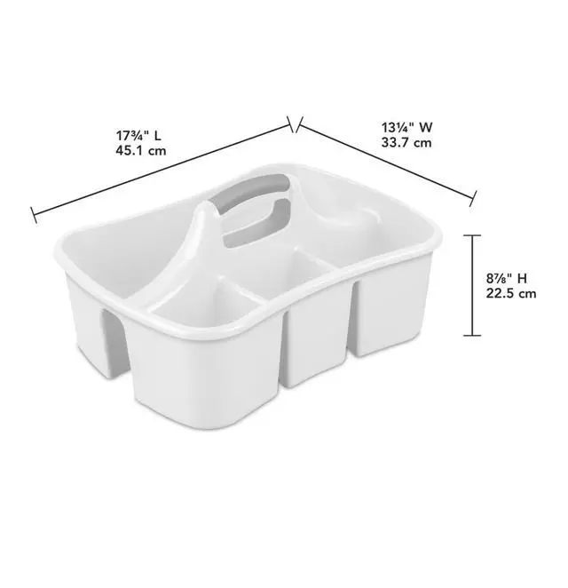 Alt view image 2 of 7 - Sterilite Divided Ultra Caddy, Easy Carry, Handy Plastic Utility Storage, White