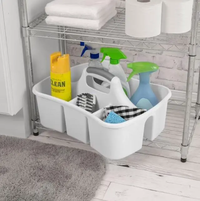 Alt view image 3 of 7 - Sterilite Divided Ultra Caddy, Easy Carry, Handy Plastic Utility Storage, White