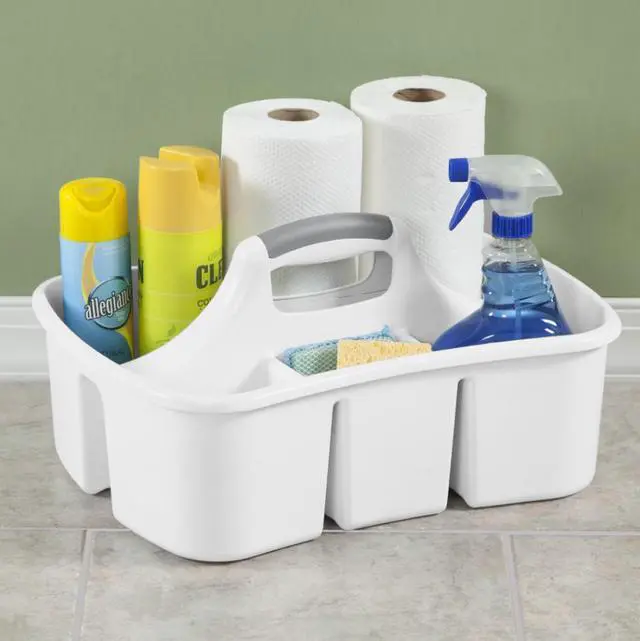 Alt view image 5 of 7 - Sterilite Divided Ultra Caddy, Easy Carry, Handy Plastic Utility Storage, White