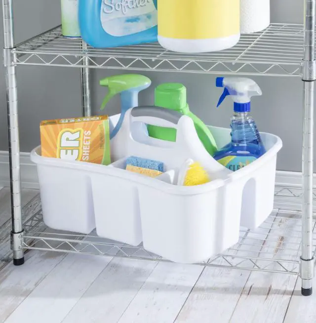 Alt view image 4 of 7 - Sterilite Divided Ultra Caddy, Easy Carry, Handy Plastic Utility Storage, White