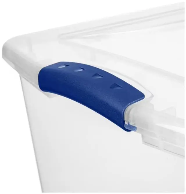 Alt view image 10 of 13 - 66 Quart Large Latching Storage Bin, Clear Plastic Storage Container with Latch Lid, Blue