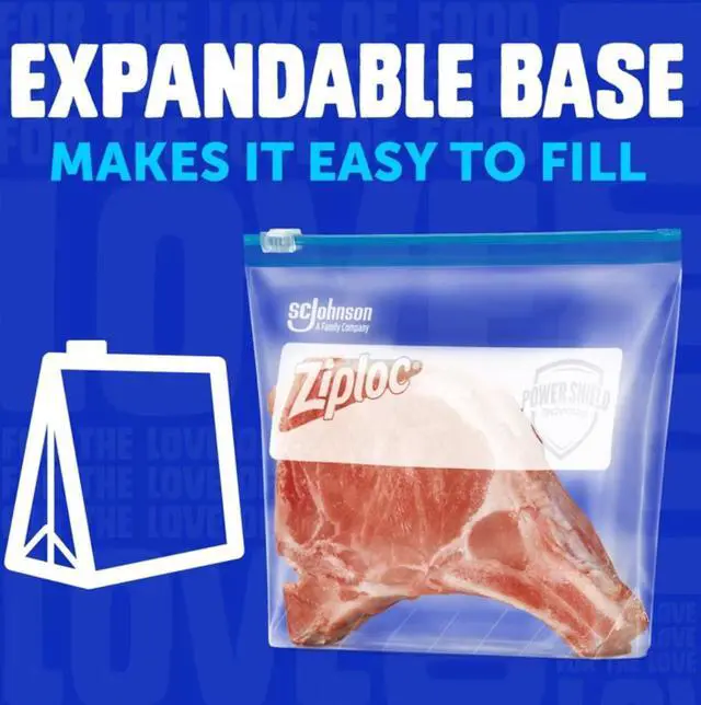 Alt view image 3 of 6 - Ziploc® Brand Quart Freezer Slider Food Storage Bags, Power Shield Technology for More Durability, 25 Count