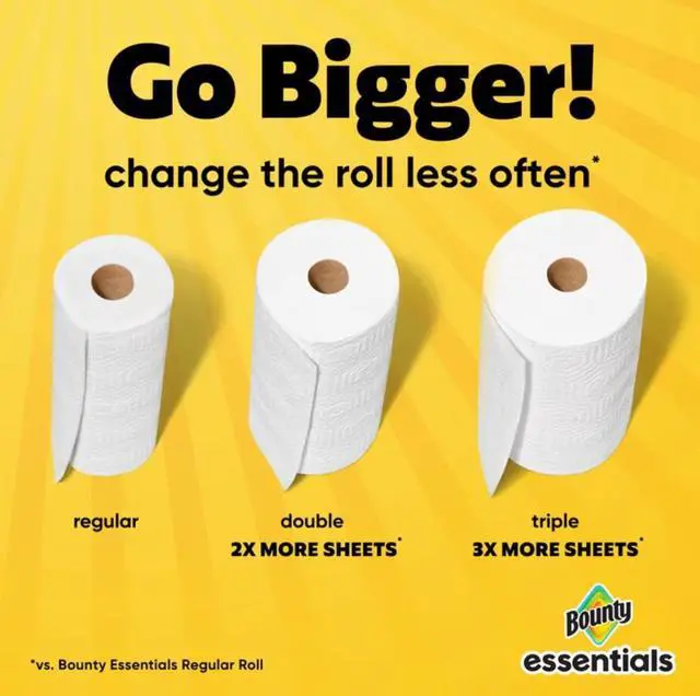 Alt view image 6 of 6 - Bounty Essentials Paper Towels Select-A-Size, 2 Triple Rolls, White, 162 Sheets Per Roll