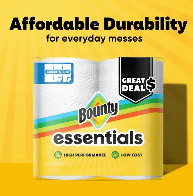 Alt view image 2 of 6 - Bounty Essentials Paper Towels Select-A-Size, 2 Triple Rolls, White, 162 Sheets Per Roll