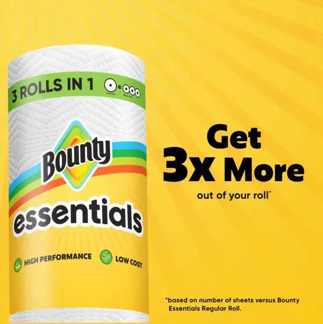 Alt view image 3 of 6 - Bounty Essentials Paper Towels Select-A-Size, 2 Triple Rolls, White, 162 Sheets Per Roll