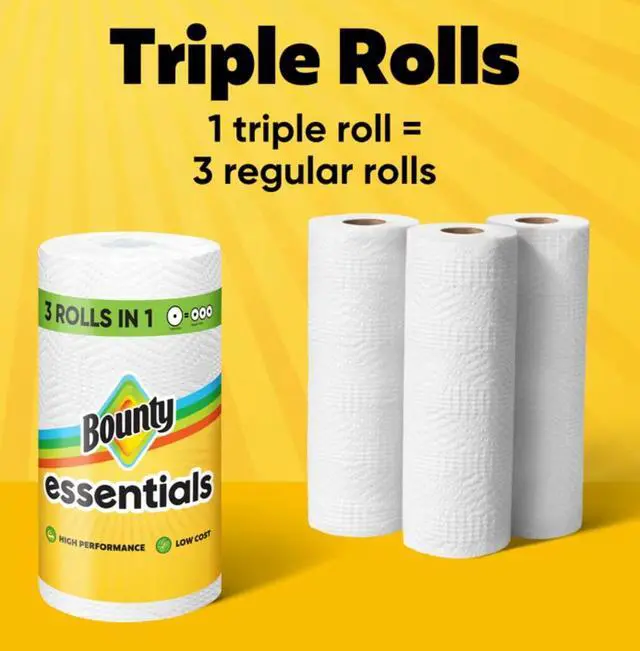 Alt view image 4 of 6 - Bounty Essentials Paper Towels Select-A-Size, 2 Triple Rolls, White, 162 Sheets Per Roll