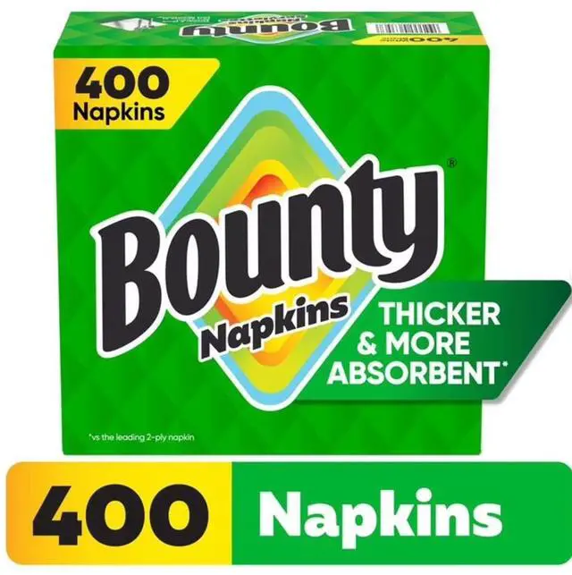 Main image of Bounty Everyday Disposable Paper Napkins, White, 400 Count Napkins