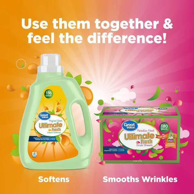 Alt view image 5 of 7 - Great Value Ultimate Fresh Dryer Sheets, Paradise Fresh, 180 Count, Compare to Gain®
