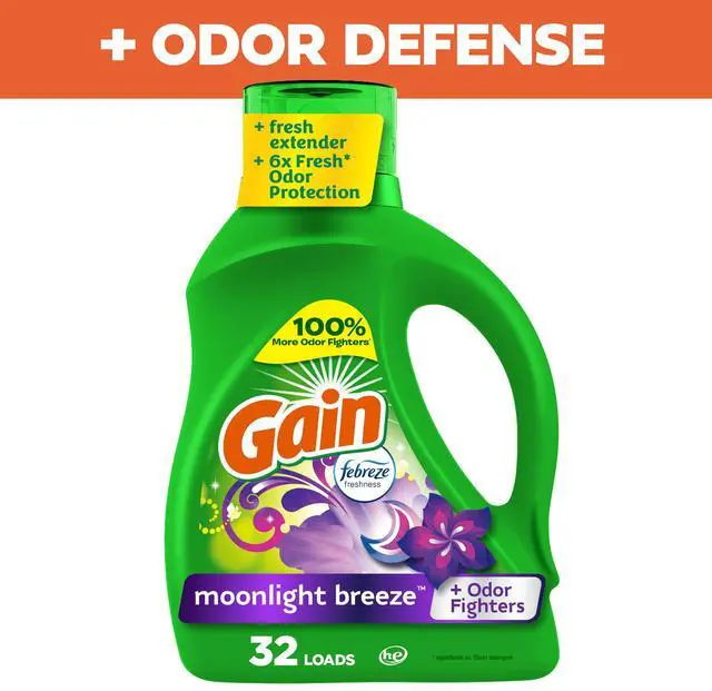 Main image of Gain Laundry Detergent Liquid with Odor Fighters, Moonlight Breeze Scent, 46 fl oz, 32 Loads