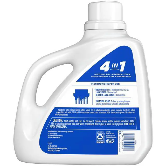 Alt view image 6 of 7 - Purex Free & Clear Liquid Detergent, Sensitive Skin, 150 fl oz, 115 loads