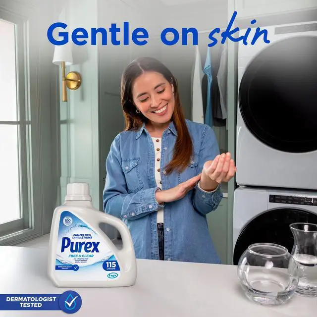 Alt view image 7 of 7 - Purex Free & Clear Liquid Detergent, Sensitive Skin, 150 fl oz, 115 loads