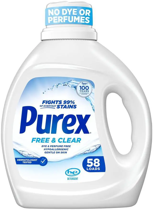 Main image of Purex Free & Clear Liquid Detergent, Sensitive Skin, 66 fl oz, 58 loads