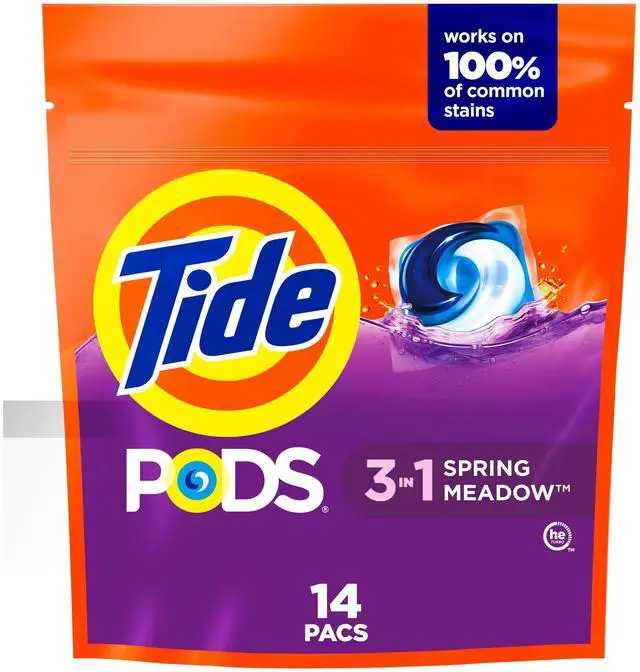 Main image of Tide PODs Laundry Detergent, 14 Count, Spring Meadow Scent, 3-in-1 Stain Remover, Odor Fighter, Color Protector, Concentrated Laundry Soap Pacs